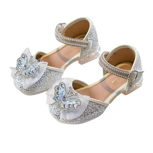 Babcutegg Girls' White Glitter Crystal Sandals: Elegant Toddler Dress & Casual Shoes