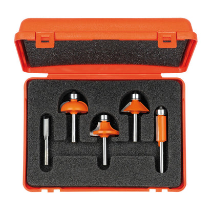 Premium 5-Piece Carbide Router Bit Set with 8mm Shank for Woodworking