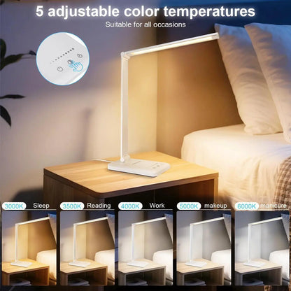 Daover LED Desk Lamp Dimmable USB Swiveling Office, Table Lamp