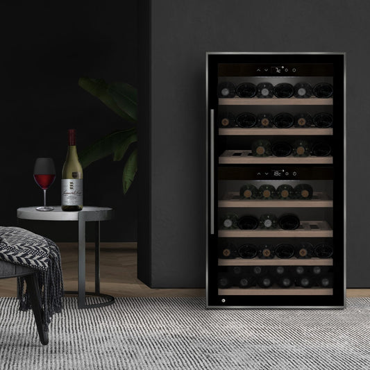 CASO WineComfort 66 Black Dual Zone Compressor Wine Refrigerator for 66 Bottles