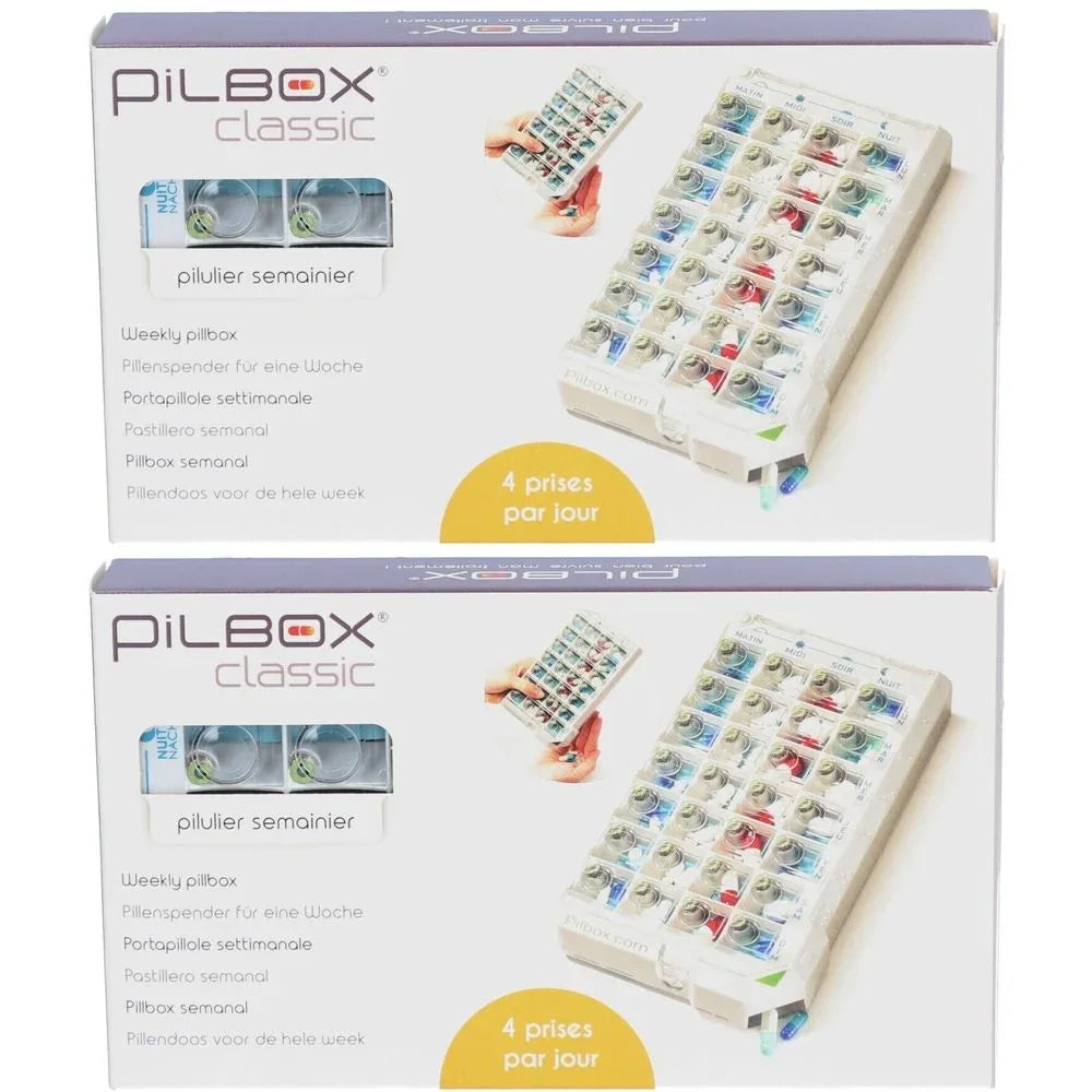 PILBOX Classic Weekly Pill Organizer: 7-Day Dispenser with 4 Daily Compartments - Gomix Brands Outlet
