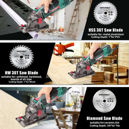 HYCHIKA 500W Mini Circular Saw with Laser Guide