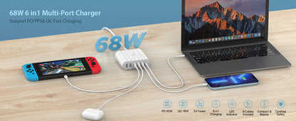 SooPii CS63 6-Port Portable Multi Charging Station