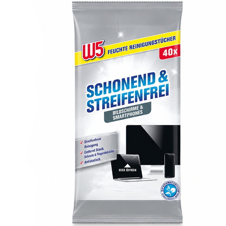 W5 Screen & Smartphone Wet Cleaning Wipes – 40 Wipes