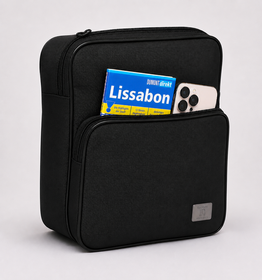 A4 Flight Shoulder Bag – Black Adjustable Crossbody Travel Bag