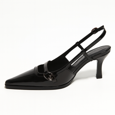 BERSHKA Buckle Detail Kitten Heel Shoes for Elegant Women