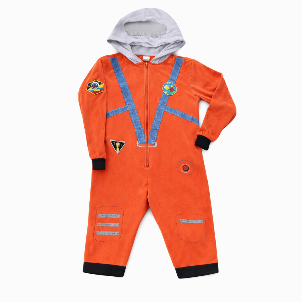 Cat & Jack Orange Astronaut Hooded Fleece Pajama