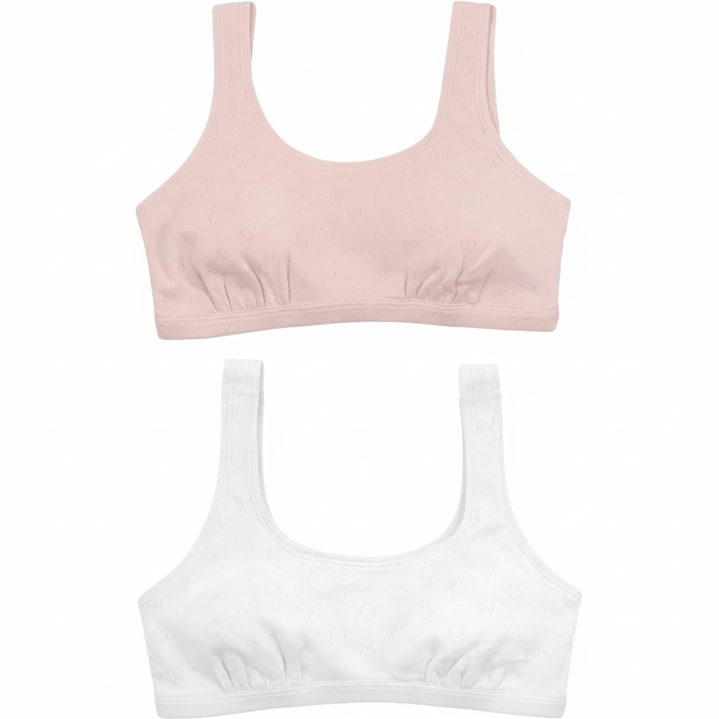 Hanes Girls' Bralette Training Bra White/Rosy Comfort flex