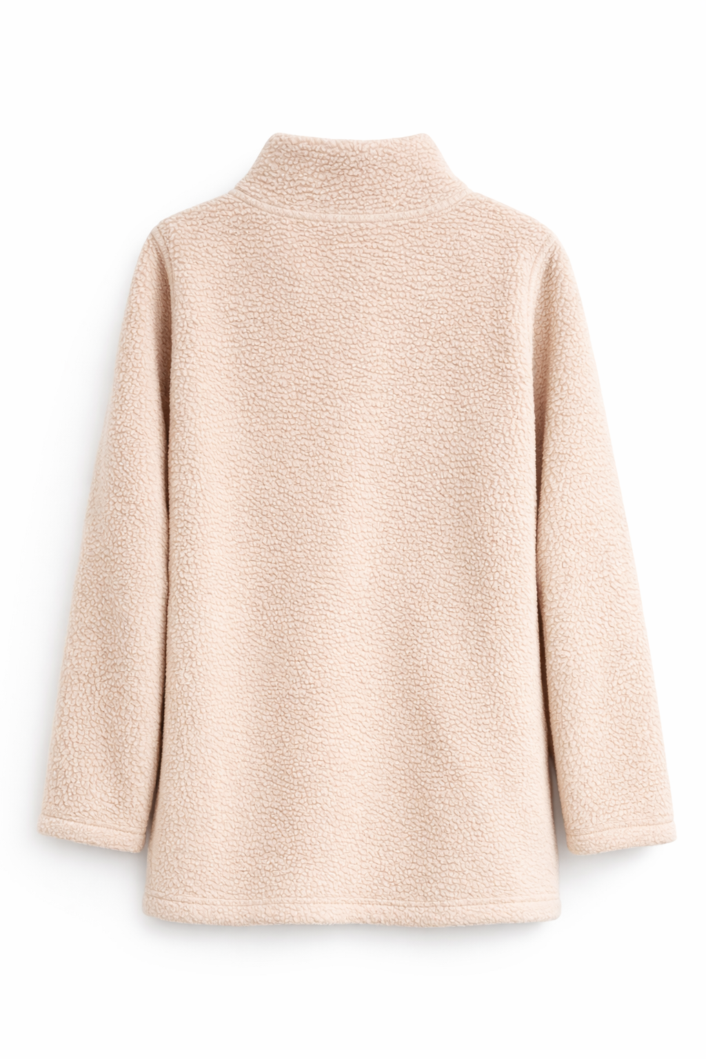 Beige Maternity Half Zip Sherpa Collared Sweater with Pockets