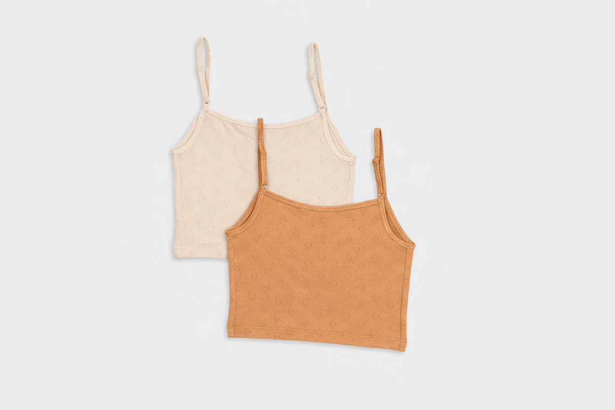 Hanes Girls’ Seamless Racerback Sports Bra – Pearl& Golden(2-Pack)