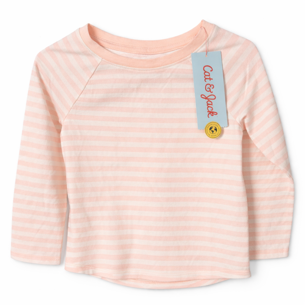 Cat & Jack Pink White Striped Long Sleeve T-Shirt