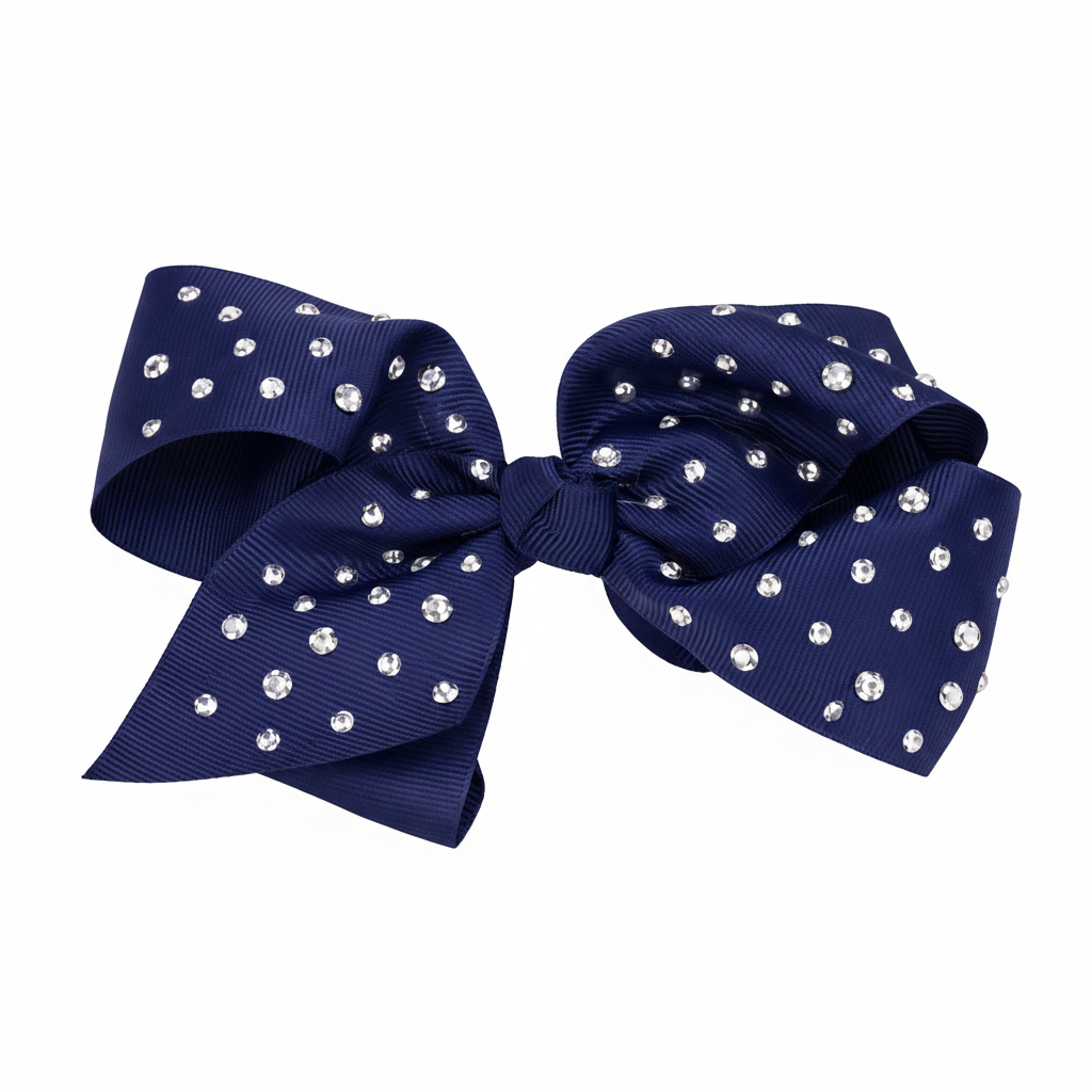 Capelli New York Navy Blue Crystal Studded Hair Bow