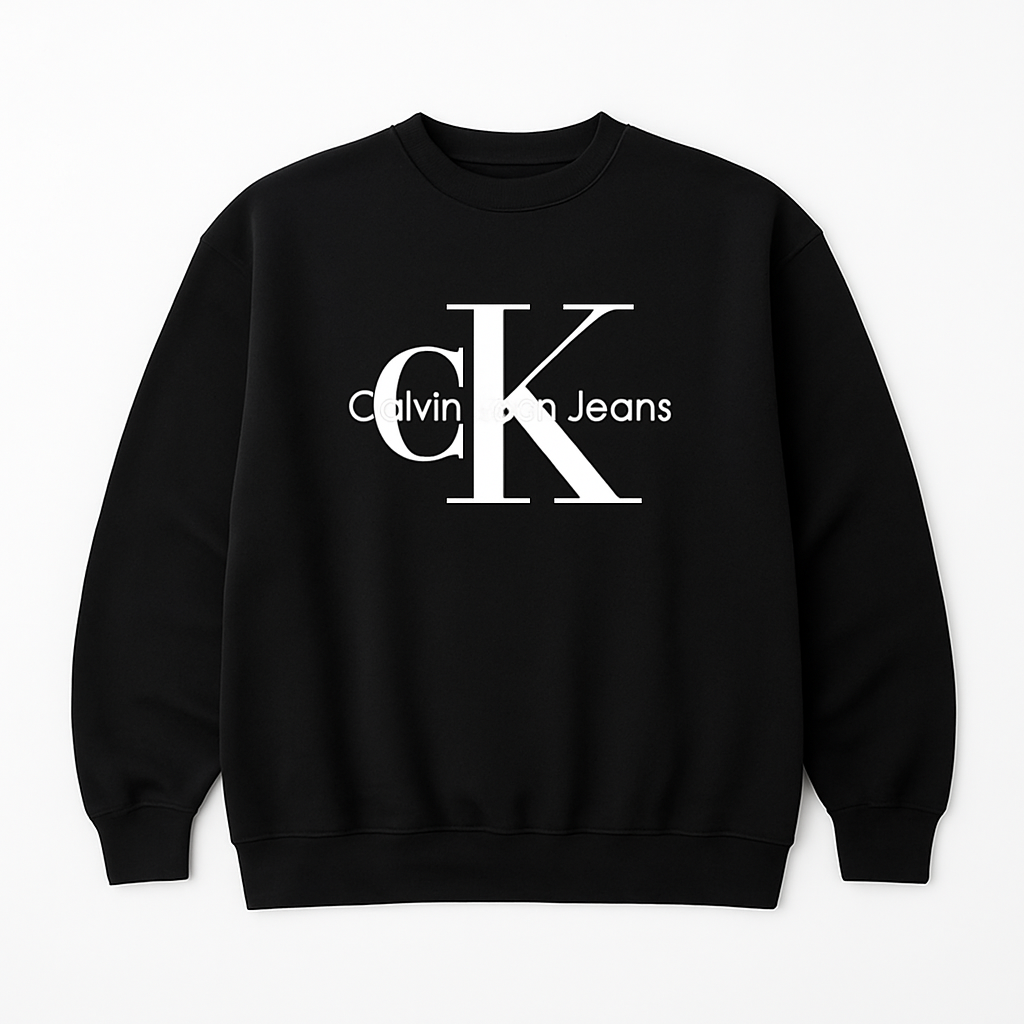 Vintage 90s Calvin Klein Black Embroidered Sweatshirt Classic Fit