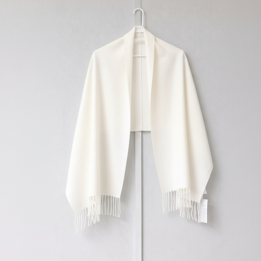 Liz Claiborne White Crema Rayon Blend Long Fringed Scarf One Size