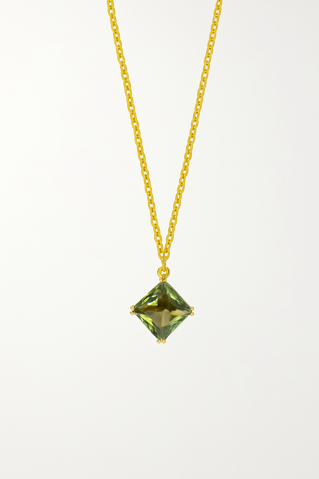 Stunning Square Cut Green Swarovski Crystal Necklace