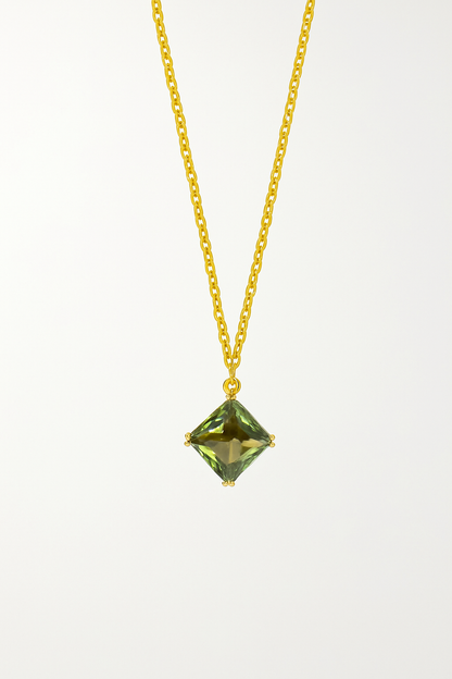 Stunning Square Cut Green Swarovski Crystal Necklace