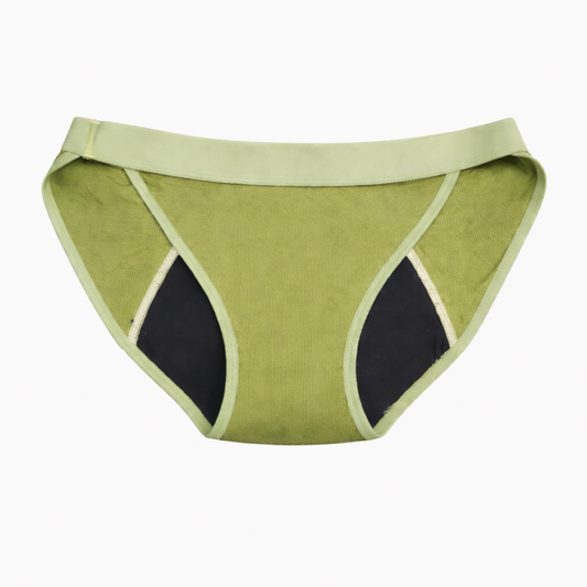 FOTOOL Olive Ribbed Menstrual Bikini Underwear – Soft Stretch Viscose Blend