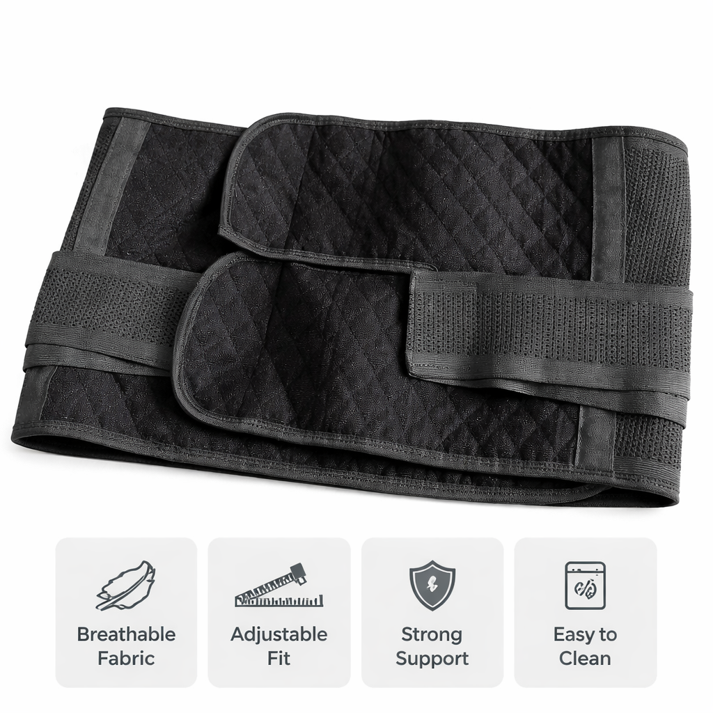Adjustable Black Lumbar Support Belt for Lower Back Pain Relief