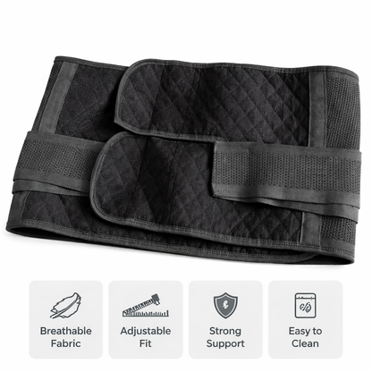 Adjustable Black Lumbar Support Belt for Lower Back Pain Relief