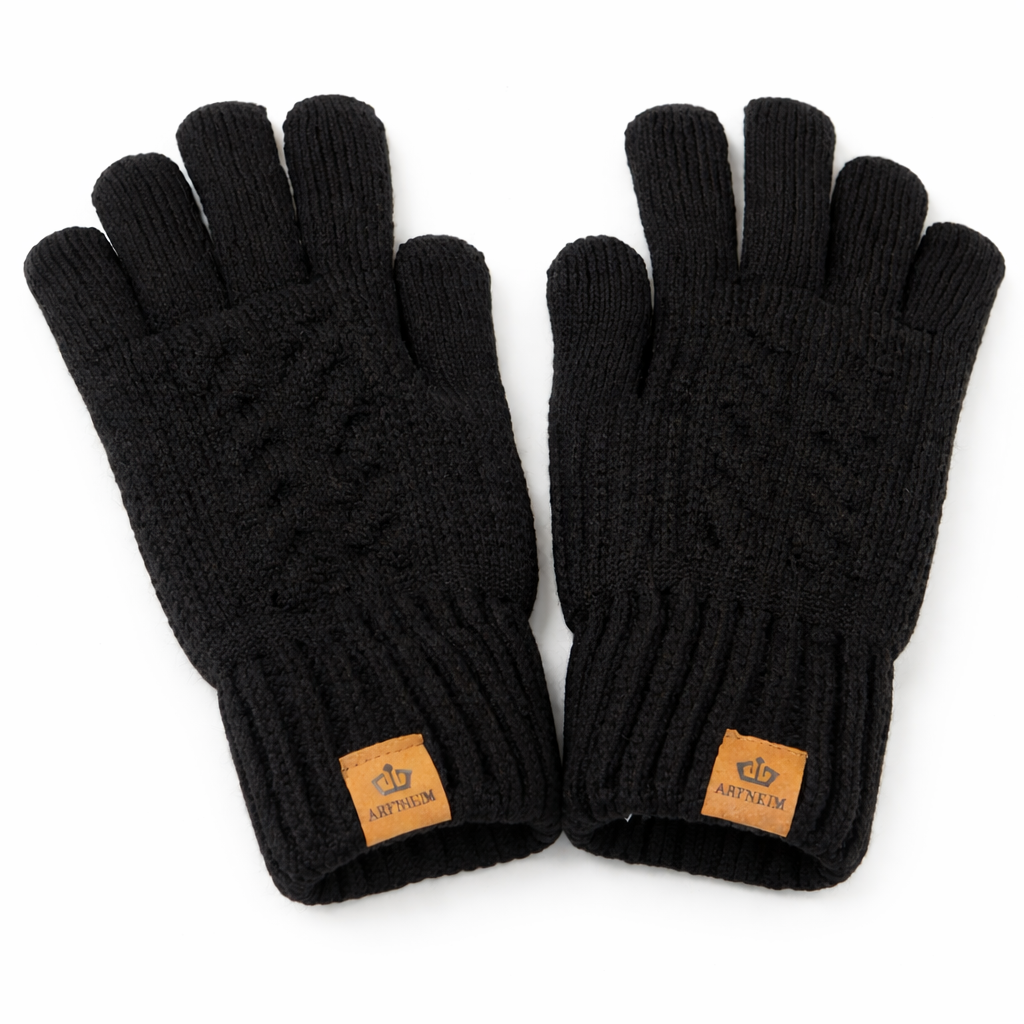 ARTKEM Black knitted winter gloves