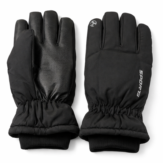 Sport Black Winter Sports Gloves for Men – Warm Waterproof Design