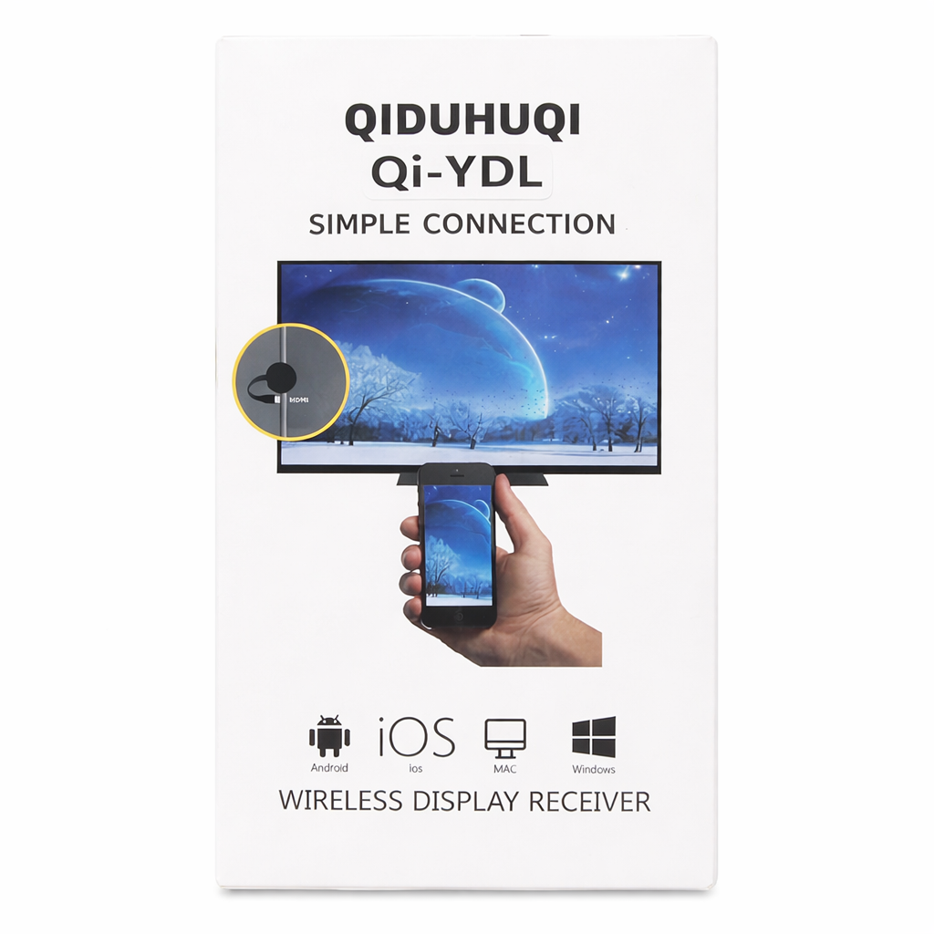 QIDUHUQI Miracast Wireless HDMI Dongle - Compact Black Streaming Receiver