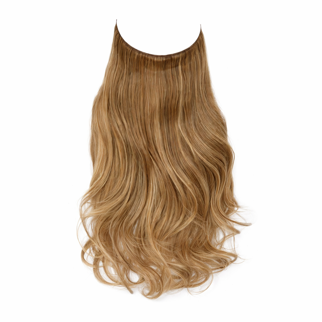 Inoilite Invisible Wire Hair Extensions with 3 Clips Long Synthetic Wavy Curly Hairpiece