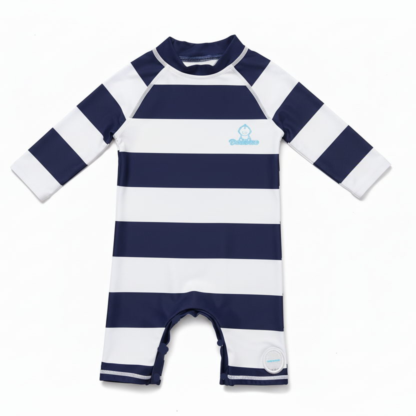 Bonverano Baby Boys UPF 50+ Navy Stripe Swimsuit