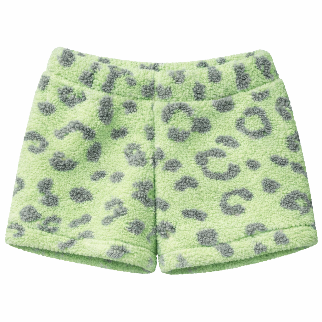 Cat & Jack Toddler Plush Fleece Shorts – Light Green Leopard Print