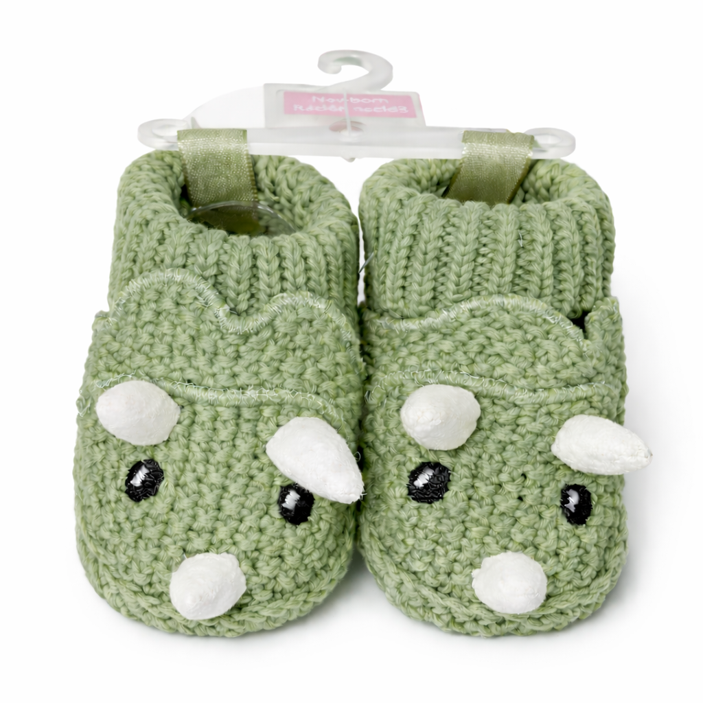 Carter's Cute Green Dinosaur Triceratops Newborn Baby Socks Slippers