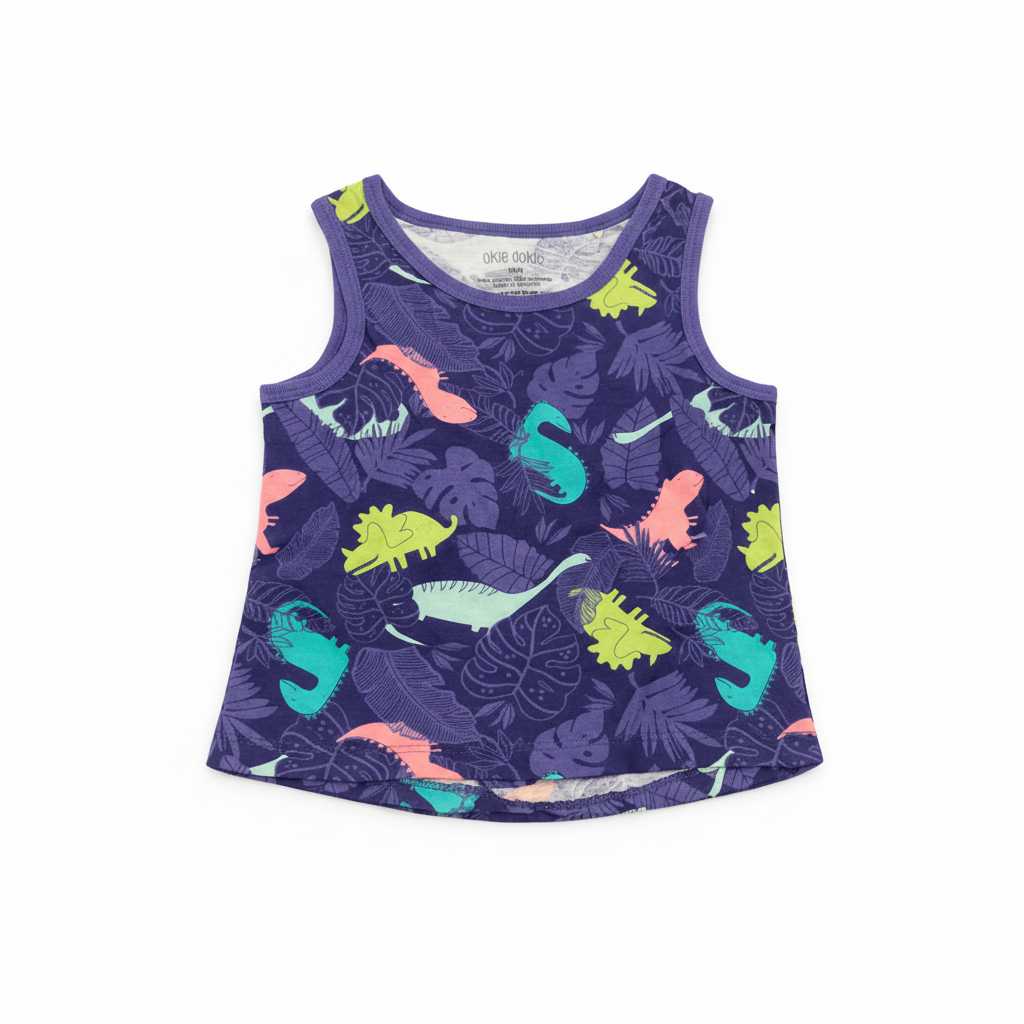 Okie Dokie Baby Boys Dinosaur Print Sleeveless Tank Top