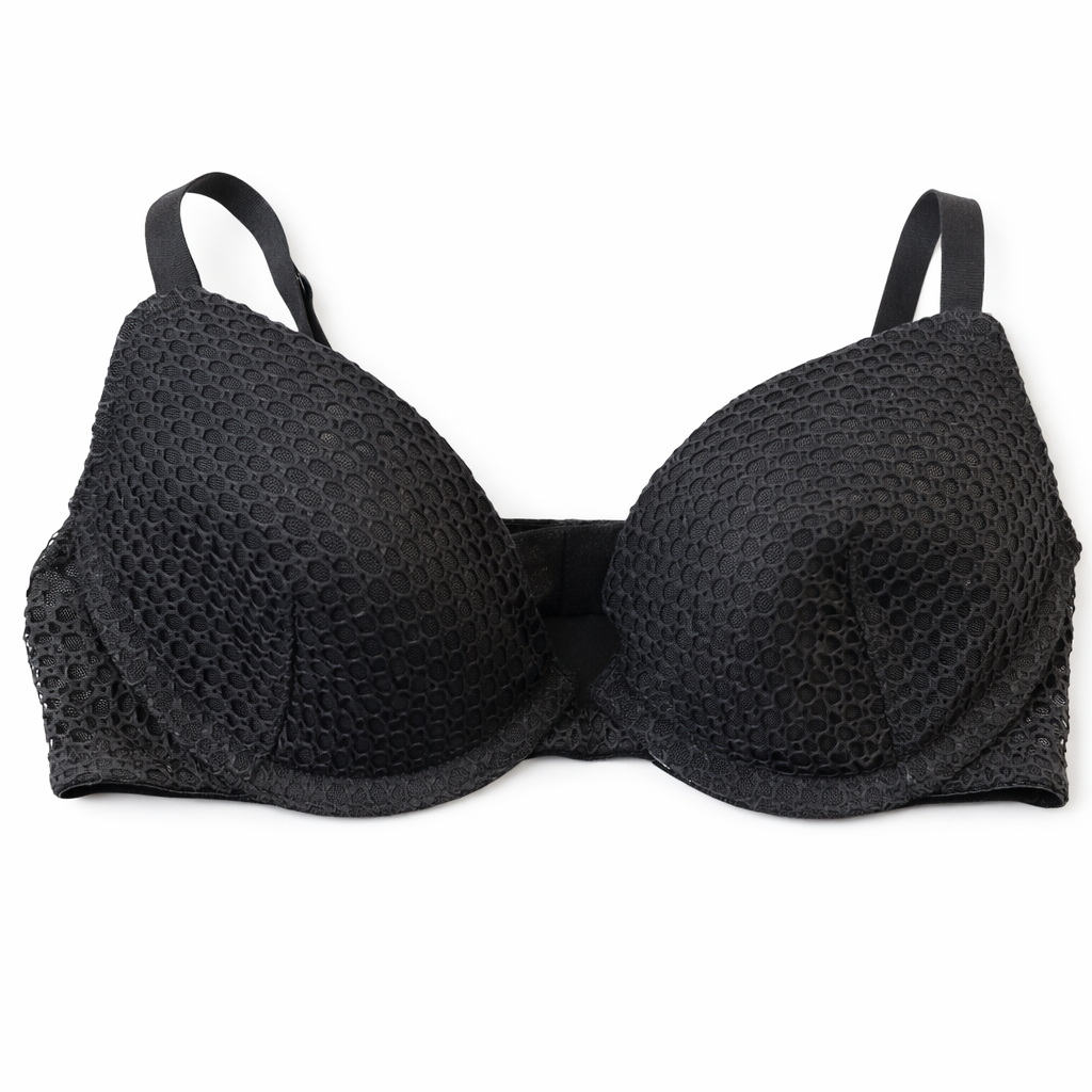 Flirtitude Black Honeycomb Mesh Padded Bra – Lightweight Support & Modern Fit