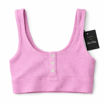 Art Class Pink Ribbed Bra - Tank Top