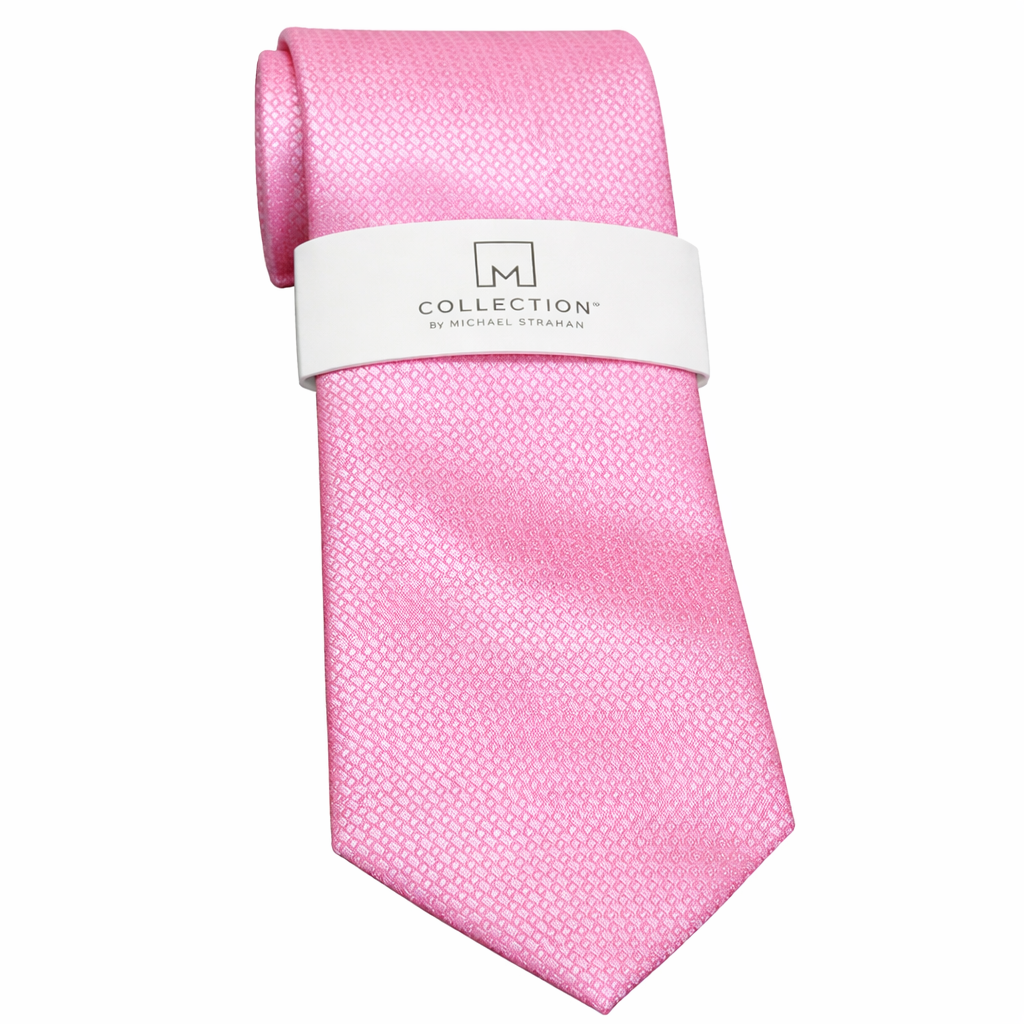 M Collection By Michael Strahan Pink Textured Classic Formal Regular Tie