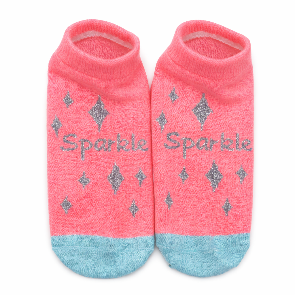 ShimmerStep™ Sparkle Glitter Ankle Socks – Pink & Mint