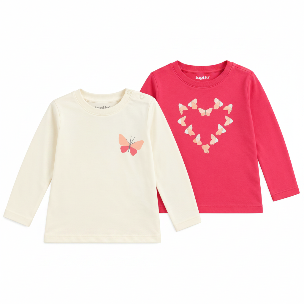 LUPILU Children's Long Sleeve T-Shirts 2-Pack