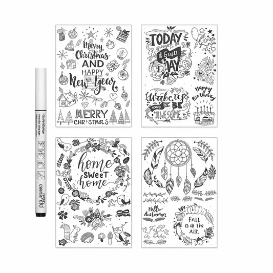 Creative Chalk Marker Set with 4 Templates for Window Decor