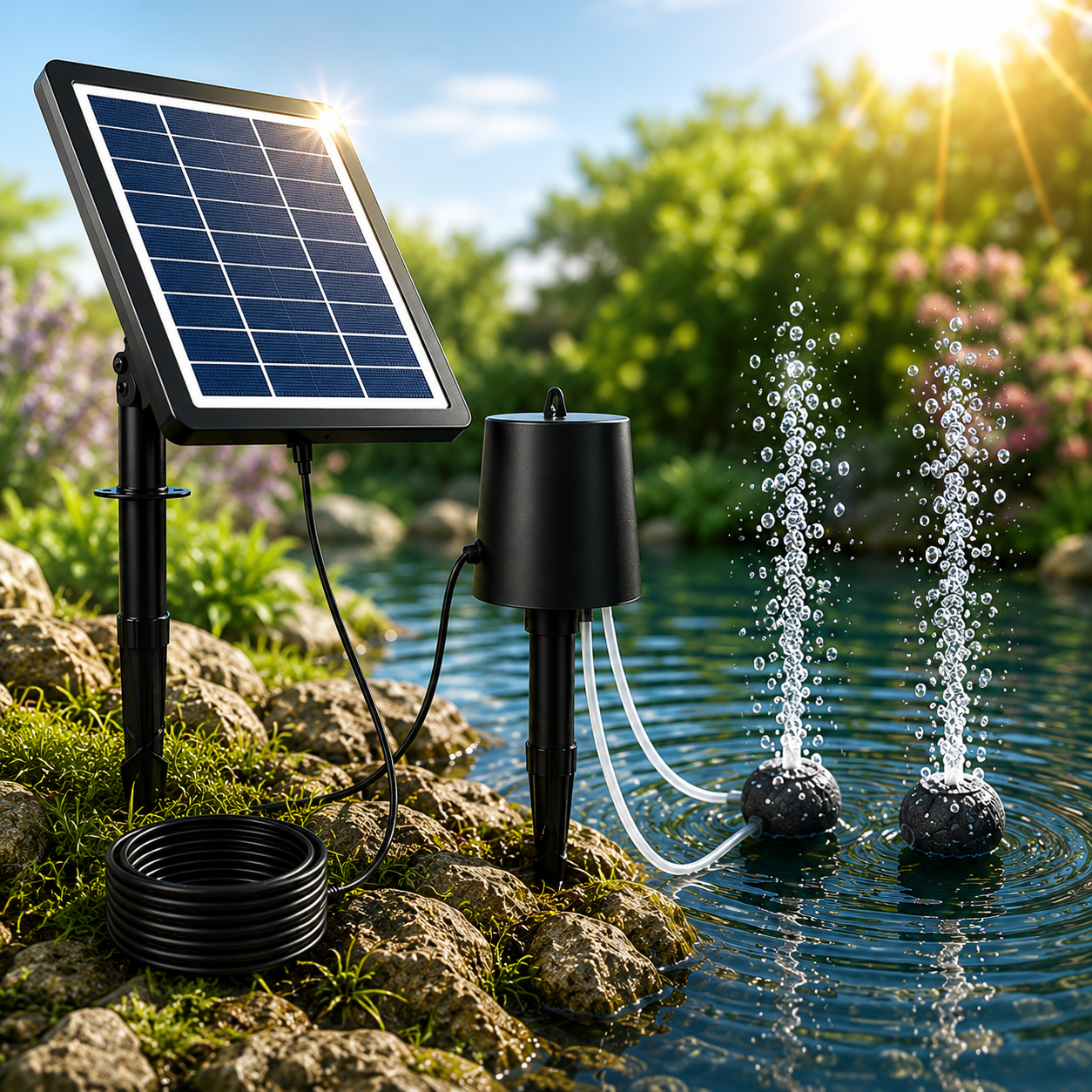 Fapiere BSV-AP015 Solar Pond Aerator 2200 mAh Battery 3 Operating Modes