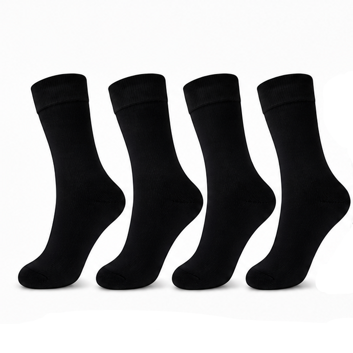 4 Pairs Black Crew Socks