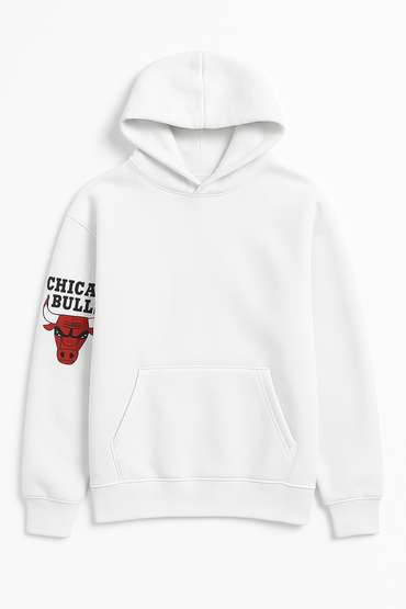 Oversized Street Style Basketball Print Hoodie Bull Hoodie white XXL