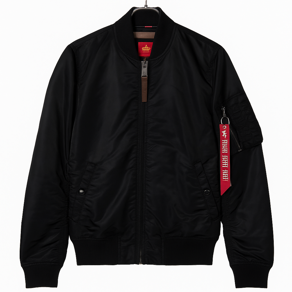 Alpha Industries Men's Black Polyester Hooded MA-1 Bomber Jacket New