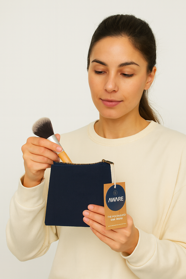 AWARE Recycled Cotton Zippered Pouch.
