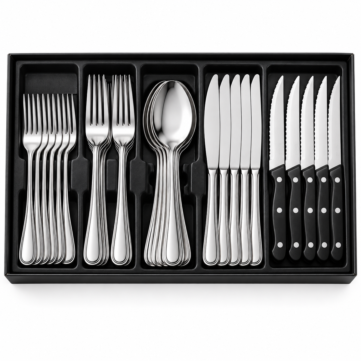 Gymdin 36-Piece Stainless Steel Cutlery Set with Steak Knives