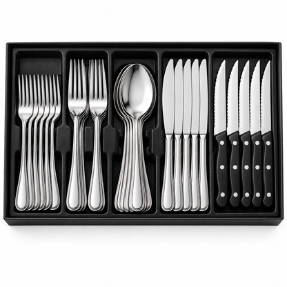 Gymdin 36-Piece Stainless Steel Cutlery Set with Steak Knives