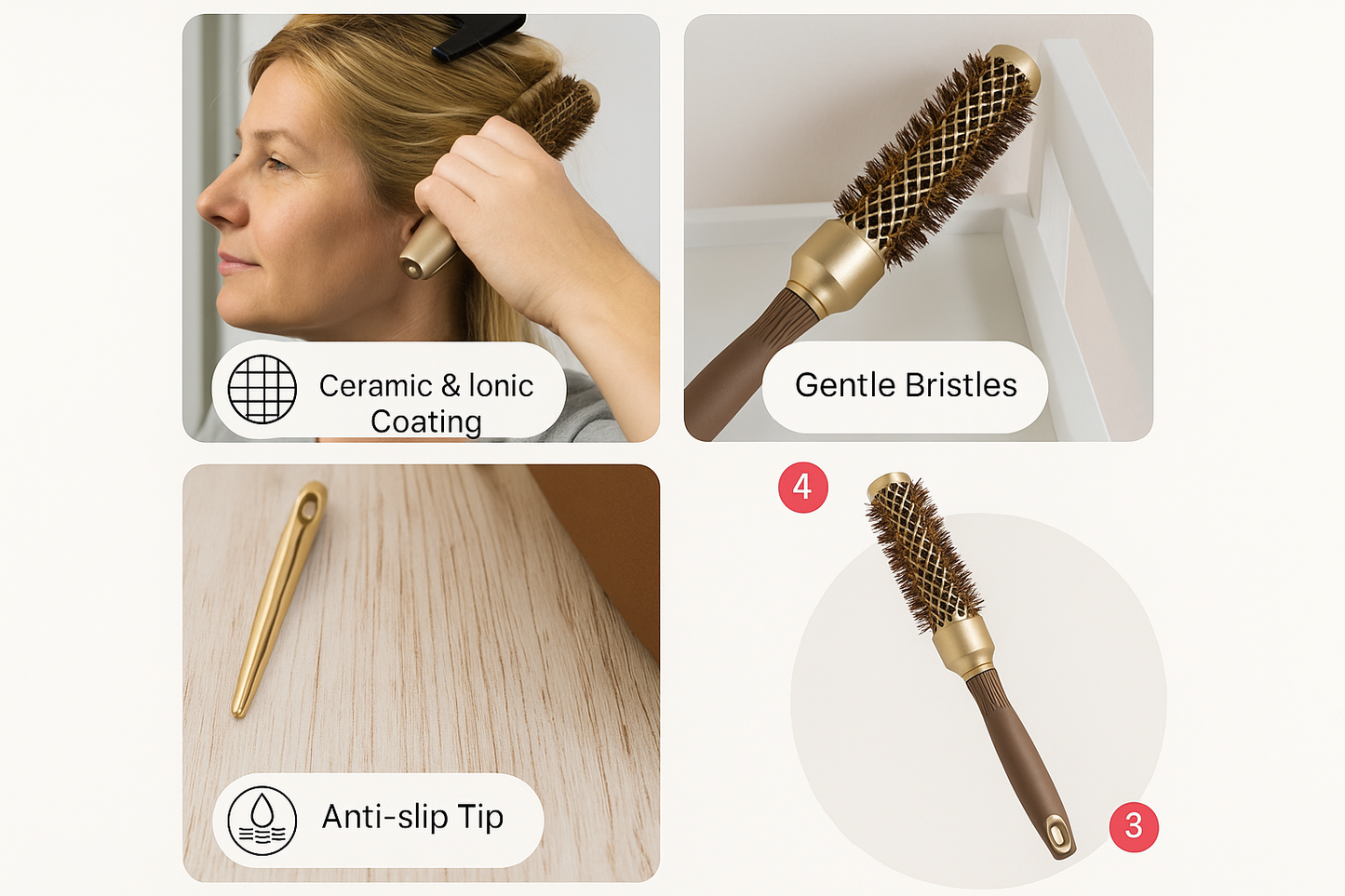 Olivia Garden Expert Blowout Shine: Ceramic Ionic Round Brush, Frizz-Free Hair