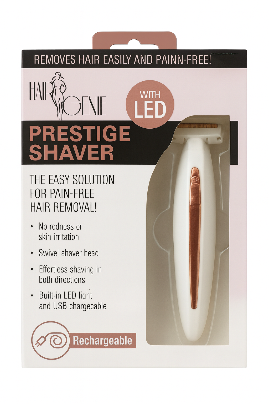 Hair Genie Prestige Shaver – Dry LED Light Flexible Head Pain‑Free.