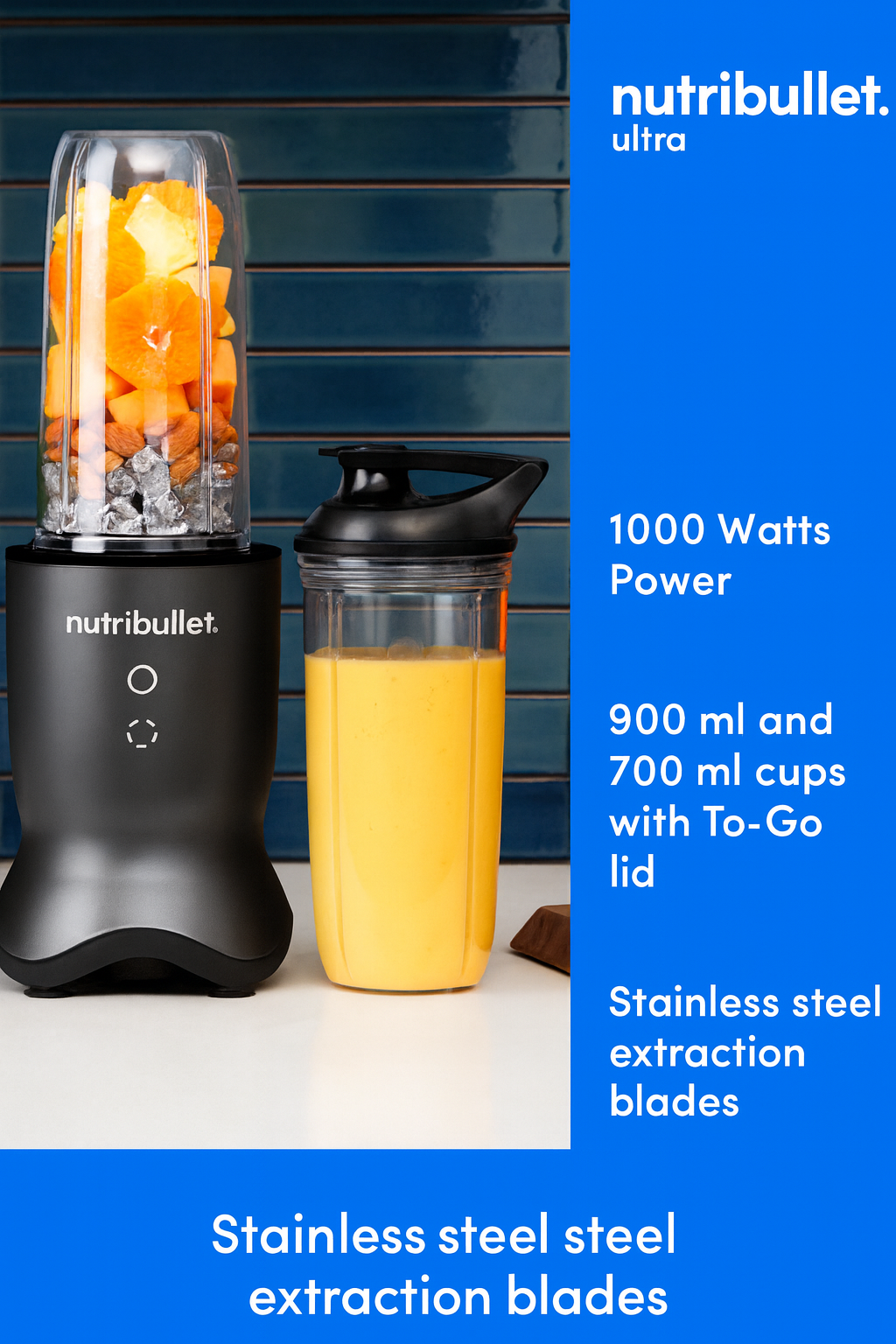 NutriBullet Ultra Personal Blender 1000W Quiet Motor 900ml Tritan Cup