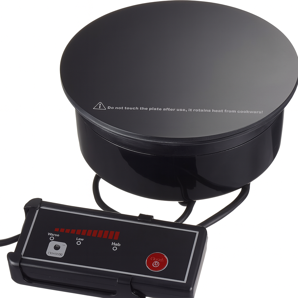 Lacor 700W Round Induction Plate – Compact Black Cooktop for Camping.