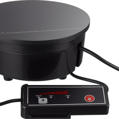 Lacor 700W Round Induction Plate – Compact Black Cooktop for Camping.