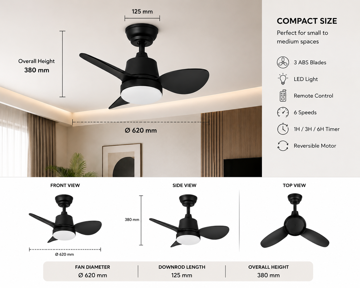 Newday DY1220 Ceiling Fan with LED Light